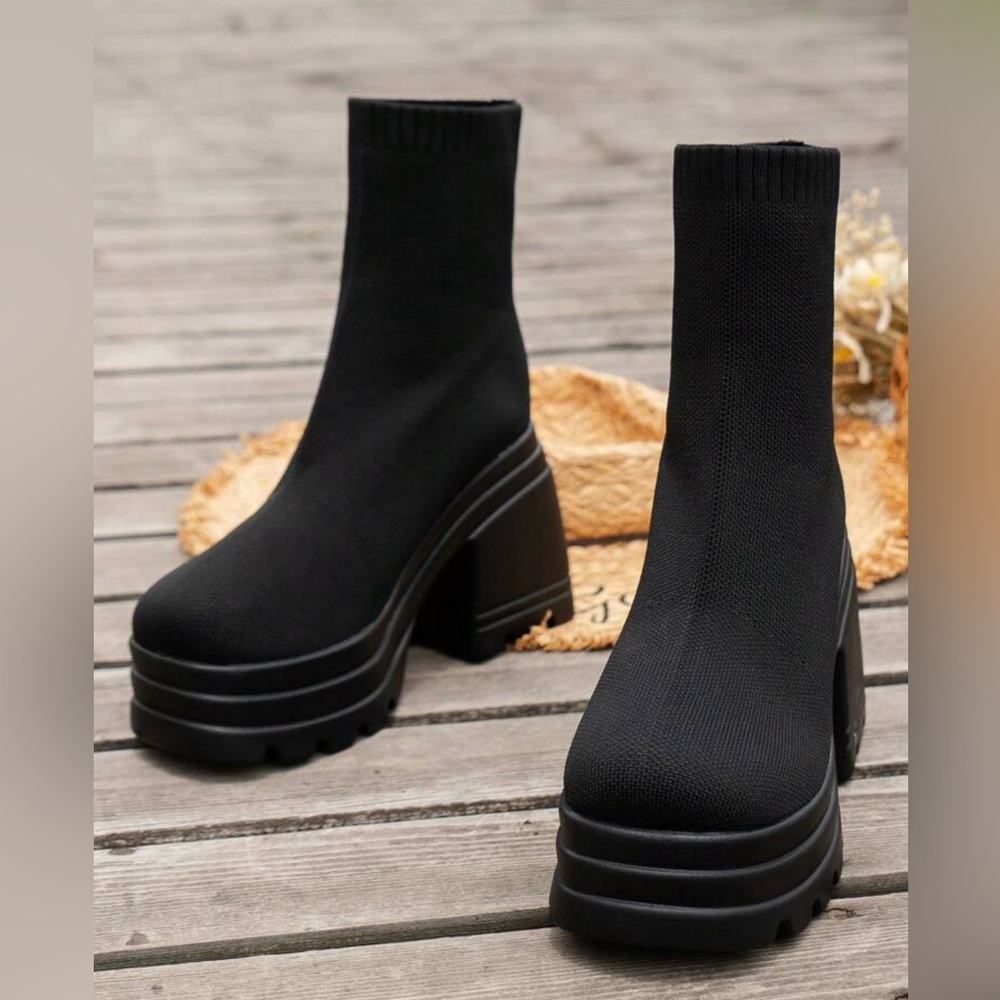 Black Platform Sock Boots
